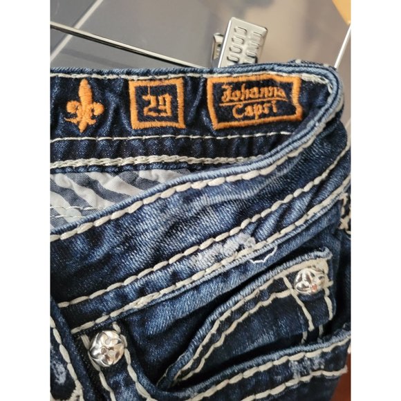 Rock Revival Johanna Capri Blue Jeans denim size 29 low rise Rodeo Festival - Picture 2 of 11